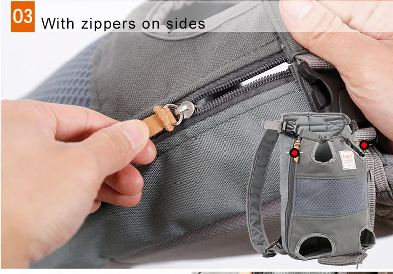 Practical pet carrier with zippers