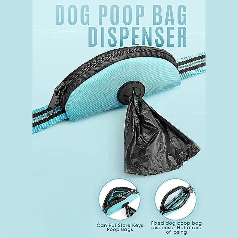 reflective dog leash with poop bag holder